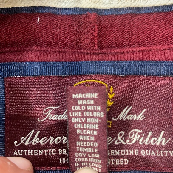 Vintage Abercrombie & Fitch Maroon Full Zip Hoodie Women’s L A&F Crest Y2K Style - Picture 9 of 11